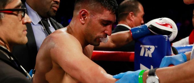 ‘I can’t go out like that’: Amir Khan vows to fight on after defeat to Terence Crawford