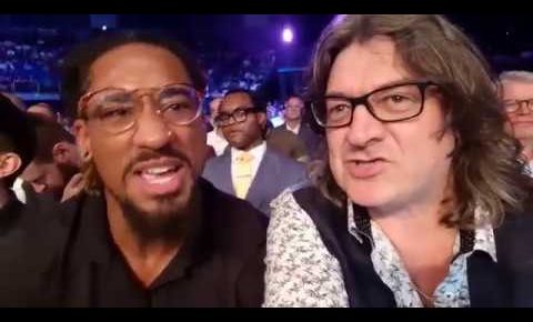 Gareth A Davies w/ Demetrius Andrade watching a Round of Boxing(Whyte vs Rivas)